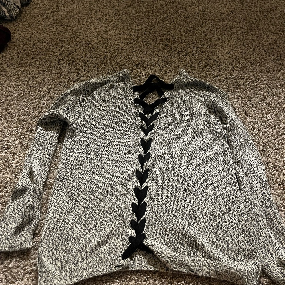 Harper Black and Gray V-Neck Sweater